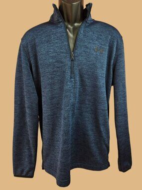 Under Armour Mens Coldgear Loose Fit 1/4 Zip Pullover Medium Navy